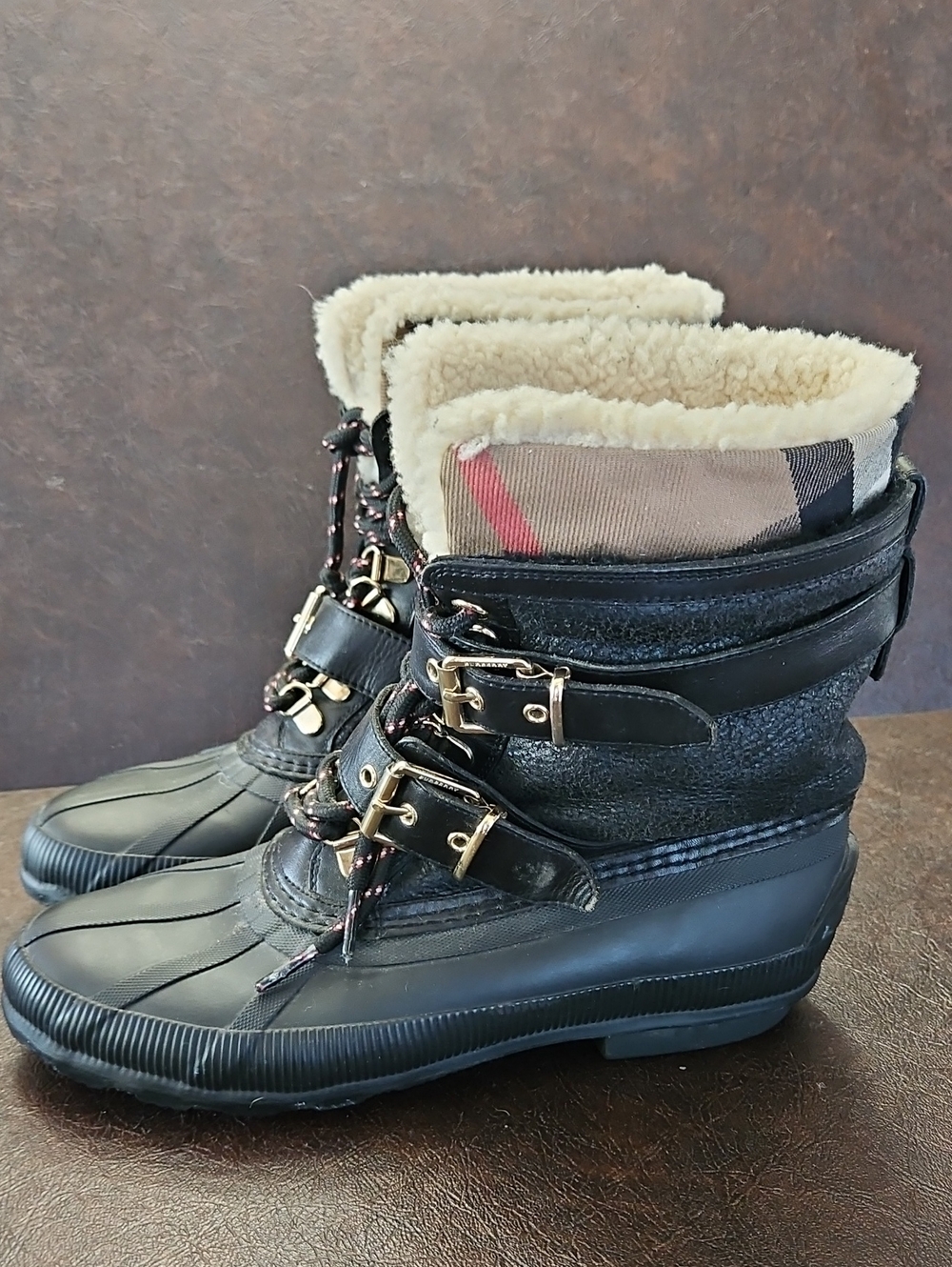Burberry Black Sherpa-Lined Winter Duck Boots